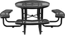 Global Industrial 46" Round Picnic Table, Expanded Metal, Black Thermoplastic Coating, Attached Benches, 1-1/2” Umbrella Pole Hole, Outdoor-Rated, 1000 lb Capacity by GreenHaven Gardens