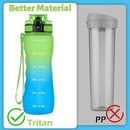 OLDLEY 25 oz Water Bottle, Motivational Water Bottle with Time Marker, Sports Water Bottle With Strap, Leakproof & BPA Free Large Water Bottles for School, Gym, Travel, Outdoor, Tritan,Green&Blue by CozyNest Decor