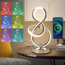 Modern Spiral Table Lamp, 7 Colors 10 Light Modes LED Nightstand Small Lamp with USB C+A Ports, Touch Dimmable Lamps for Living Room Bedroom Bedside, Unique & Cool Lamps,Silver by CozyNest Decor