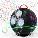 Bubble Machine Automatic Bubble Blower for Kids Toddlers Rechargeable Portable Spherical LED Bubble Maker Electric Auto Rotating 45°/360° Outdoor Toy Birthday Party Wedding (Spherical Black) by TinyTreasures Baby Boutique
