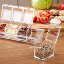 4 PCS Seasoning Box, Clear Spice Containers with Spoon, Acrylic Toppings Containers with Lids, Kitchen Multi Spice Box for Salt, Sugar, Pepper, Garlic Powder by CozyNest Decor