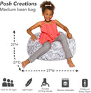 Posh Creations Bean Bag Chair for Kids, Teens, and Adults Includes Removable and Machine Washable Cover, Canvas Coloring Fabric - Fun Creatures, 27in - Medium by TinyTreasures Baby Boutique
