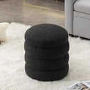 Furniliving Modern Round Ottoman, Soft Bedroom Ottoman Footstool Round Ottomans Stool for Living Room, Bedroom, Makeup Room, Black, Boucle by CozyNest Decor
