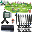 64FT Drip Irrigation Kit with Garden Timer Plant Watering System with Tubing Gushing Nozzles and Water Timer, Quick Connector Kits Easy to Assemble by GreenHaven Gardens