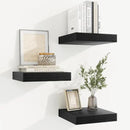 fuqing Floating Shelves for Wall, Bathroom Shelf Wall Mounted for Storage, Shelves with Invisible Bracket for Bedroom, Kitchen, Living Room, Farmhouse Small Book Shelf, 6.5 Inch Set of 3, Black by CozyNest Decor