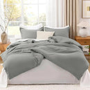 Litanika Comforters Medium Gray Queen Size, 3 Pieces Lightweight Solid Bedding Set & Collections, All Season Fluffy Bed Set (90x90In Comforter & 2 Pillowcases) by CozyNest Decor