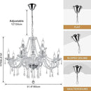 Modern Elegant 15 Lights K9 Crystal Glass Chandelier Pendant Ceiling Lighting European Style for Dining Living Room Bedroom Transparent,15 E12 Bulbs Required by CozyNest Decor