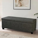 BELLEZE Storage Faux Leather Ottoman, 47 Inch Bench Bedroom Bench with Safety Close Hinge, Extra Long Ottoman with Storage for Living Room, Entryway, Hallway, Foot Rest, Support 300lbs - Rustic Gray by CozyNest Decor