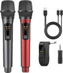 Aveek Wireless Microphone for Karaoke, 2.4GHz Rechargeable Karaoke Microphone(Work 10hs), for Speaker, Karaoke Machine,Church, Speech, Wedding, Party Singing, Grey&Red, 2 Packs by TinyTreasures Baby Boutique