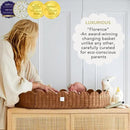 BEBE BASK Premium Baby Changing Basket - Artisan-Crafted Scalloped Rattan - Changing Basket for Baby Dresser - All Accessories Included - Complete Set for Nursery (Mocca) by GreenHaven Gardens