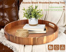 Extra Large Round Serving Tray, 20INCH, Heavy Duty Acacia Wood Trays for Big Ottoman Coffee Table Counter Giant Decorative Organizer Tray, Huge Kitchen Serveware Cheese Board Charcuterie Tray by CozyNest Decor