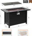 Walsunny 45 inch Outdoor Propane Fire Pit 50,000 BTU Gas Fire Pit Table with Lid, Lava Rock, Waterproof Cover, Rectangle Gas Firepit Table for Garden/Patio, CSA Certification by GreenHaven Gardens