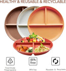greenandlife 9 Inch 4PCS Unbreakable Portion Control Plates, Divided Plates for Kids Adults, Dishwasher & Microwave Safe Compartment Plate, Lightweight Reusable Wheat Straw Plate, BPA Free by CozyNest Decor