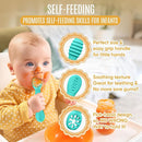 8pc Silicone Baby Spoons & Forks Set – Self Feeding Baby Utensils 6-12 Months – BPA Free, Dishwasher Safe – Toddler Cutlery (Turquoise/Pickle & Green/Yellow) by TinyTreasures Baby Boutique