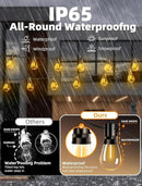 Outdoor Patio String Lights: S14 Shatterproof Bulb Outside Waterproof Light - 50Ft 15M Remote Dimmable Connectable Hanging Outdoor Electric Lighting - Garden Backyard Yard Gazebo Porch Party by CozyNest Decor