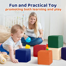Foam Building Toys for Toddlers: 6Pcs Waterproof PU Leather Soft Foam Blocks - Colorful Large Stacking Blocks - Early Learning Construction Play Set for Kids Indoor Birthday Gift Preschool (Rainbow) by TinyTreasures Baby Boutique