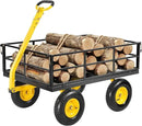 VEVOR 1200 Lbs Steel Garden Cart, Heavy Duty Pullable Garden Wagon Yard Cart, 2 in 1 Outdoor Metal Utility Wagon Yard Trailer with 13" All Terrain Tires, Mesh Removable Sides and 180°Rotating Handle by GreenHaven Gardens