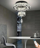 Flashing God Small Crystal Chandeliers Dia 12" Black Chandelier Flush Mount Ceiling Light for Bedroom Living Room Dining Room Hallway Dimmable 3 Rings LED Celing Lighting Fixtures by CozyNest Decor