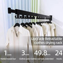 Clothes Drying Rack, Wall Mounted Laundry Drying Rack, Upgrade 3-Fold Foldable Collapsible Retractable Clothing Drying Rack with 12 Dual Hooks Organization for Laundry Room Indoor- Black by CozyNest Decor