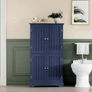 ChooChoo Bathroom Floor Cabinet, Modern Bathroom Storage Cabinet with 4 Doors and Adjustable Shelves, Freestanding Cupboard for Living Room, Navy Blue by CozyNest Decor