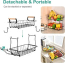 ANTOPY 2 Tier Fruit Basket with 2 Banana Hangers, Countertop Fruit Vegetable Basket Bowl for Kitchen Counter Metal Wire Fruits Storage Stand Holder Organizer for Bread Snack Veggies Produce by CozyNest Decor