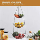 REGAL TRUNK & CO. 3 Tier Hanging Fruit Basket, Farmhouse Wire Basket, Three Tier Fruit Basket for Kitchen for Vegetables, Bread & More, Metal Chain, Hanging Hook and Detachable Round Wire Baskets by CozyNest Decor