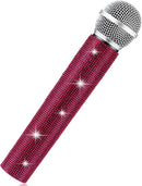 Sanwuta Fake Microphone Prop Sparkly Bling Rhinestones Plastic Play Microphone Pretend Glitter Bedazzled Mic for Cosplay Party Costume(Dark Pink) by TinyTreasures Baby Boutique