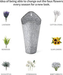 Dahey 2 Pack Galvanized Metal Wall Planter with Artificial Eucalyptus Farmhouse Decor Hanging Wall Vase Planters Flowers Holder for Country Rustic Home Wall Decor,Silver by GreenHaven Gardens