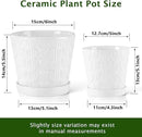 EFISPSS Ceramic Plant Pots, 5+6 Inch Pots for Indoor Plants, Planters with Drainage Holes and Tray, Modern Flower Pots Gardening Home Desktop Office Windowsill Decoration Gift Set of 2 - White by GreenHaven Gardens