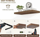 48 Inch Floating Shelves, 48"x9.25"x1.5" Inch Deep Floating Shelves for Wall, Wooden Shelves for Bathroom, Bedroom, Living Room, Brown by CozyNest Decor