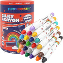 Lebze Washable Jumbo Crayons for Toddlers, 24 Colors Non Toxic Crayons Set, Large Baby Crayons Kids, Gift for Boys and Girls Flower Monaco by TinyTreasures Baby Boutique