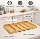 Lifewit Utensil Organizer for Kitchen Drawer, Expandable Cooking Utensil Tray, Bamboo Cutlery Silverware Flatware Holder, Adjustable Spatula Tools Gadget Storage Divider, 28 x18.5 x 2 inches, Natural by CozyNest Decor