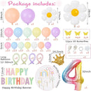 4th Birthday Decorations Girl Pastel, Slmeno 219Pcs Pastel Rainbow Balloon Arch Garland Kit, with Number 4 Balloons,Banner,Cake Toppers,12 3D Butterfly for 4 Year Old Girl Birthday Easter Party Decor by TinyTreasures Baby Boutique