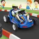 TOBBI 12V Electric Go Kart for Kids Battery Powered Ride on Car Outdoor Race Toy with Remote Control, Safety Belt, Music, LED Lights and Flags for Toddlers 3-8 Years, Blue by TinyTreasures Baby Boutique