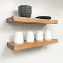 URBANDI, Rustic Floating Shelves, Set of 2, Hidden Bracket, Solid Wood, Heavy Duty, Wall Mounted Shelves, (Brown, 48Wx12D) by CozyNest Decor