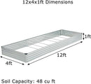 12x4x1ft Galvanized Raised Garden Bed,Outdoor Planter Box Metal Patio Kit Planting Bed for Vegetables Flowers Herb,Silver by GreenHaven Gardens