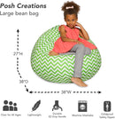 Posh Beanbags Bean Bag Chair, Large-38in, Pattern Chevron Green and White by TinyTreasures Baby Boutique