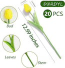 20pcs Yellow Artificial Tulip Fake Flower 12.9 Inch Spring Mother's Day Easter Gift for Home Kitchen Wedding Decoration by CozyNest Decor