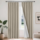 Joydeco Pinch Pleated Linen Curtains Darkening Drapes for Bedroom, 100% Blackout Drapes 96 inches Long 2 Panels Heat Blocking Curtains(Cobblestone,40'' Wx96'' L) by CozyNest Decor