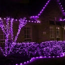 Purple Christmas Net Lights Outdoor - 360 LED Net Lights Waterproof with Remote, 12x5 ft Extendable 8 Modes Christmas Net Lights with Green Wire for Bushes Lawn Garden Shrubs Tree Backyard Decorations
