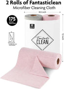 Fantasticlean Microfiber Cleaning Cloth Roll -60 Pack, Tear Away Microfiber Towels, 12" x 12", Reusable, Washable, Scratch Free, Ultra Absorbent Dish Rags for Car, Home, Garage or Shop (Pink & Grey) by CozyNest Decor