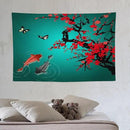 Houselerax Japanese Koi Fish Tapestry, Cherry Blossoms Asian Oriental Green Teal Floral Branch Koi Fish Carp Tapestries Wall Hanging for Bedroom Living Room Office Decor 60"x40" by CozyNest Decor