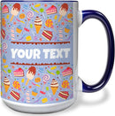 Personalized Mug for Kids - Sweets - Custom Name/Text, Ceramic Hot Chocolate/Cocoa/Coffee Cup for Boys/Girls, Birthday/Christmas/Holiday Gift - 15 oz, Navy Blue Handle by TinyTreasures Baby Boutique