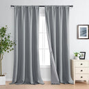 XWZO 100% Blackout Curtains - Extra Long Rod Pocket Thermal Insulated Black Liner Curtains, Noise Reducing and Heat Blocking Drapes for Bedroom with Tiebacks, Grey, W52 x L108, Set of 2 by TinyTreasures Baby Boutique