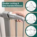 Babelio Metal Baby/Pet Gate, 29-48'' Auto Close Easy Install, Extra Wide Walk Thru for Child Safety, Pressure Mounted Dog Door for Doorways & Stairs, with Y Spindle Rods, Grey by TinyTreasures Baby Boutique