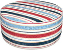Inflatable Ottoman Stool D31 xH14 for Outdoor/Indoor Use, Water Repellent Patio Foot Rest Stool with Portable Handle,Round Pouf Ottoman Suitable for Garden,Deck and Camping - Stripe Red Blue by CozyNest Decor