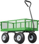 VEVOR 680 Lbs Steel Garden Cart on Wheels, Heavy Duty Garden Wagon Cart Pullable, Metal Outdoor Utility Yard Wagon Carts with 10" Tires, Mesh Removable Sides and 180°Rotating Handle by GreenHaven Gardens