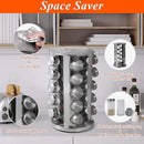 DOUBLE 2 C Revolving Spice Rack with 20 Jars, Rotating Spice Rack Organizer, Seasoning Organizer with Labels, Stainless Steel Spice Carousel for Kitchen Countertop, Cabinet by CozyNest Decor