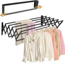 XL-31.5'' Wall Mounted Clothes Drying Rack, 130 lbs Large Capacity Rustproof Retractable Collapsible Drying Rack Easy Install with 7 Drying Rods, Space Saving Towel Clothes Rack for Laundry-Black by CozyNest Decor