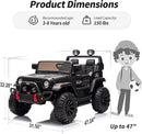 2 Seater Ride on Car Truck, 12V Kids Electric Ride on Toy for Big Kids Age 3-8 w/Remote Control- Black by TinyTreasures Baby Boutique